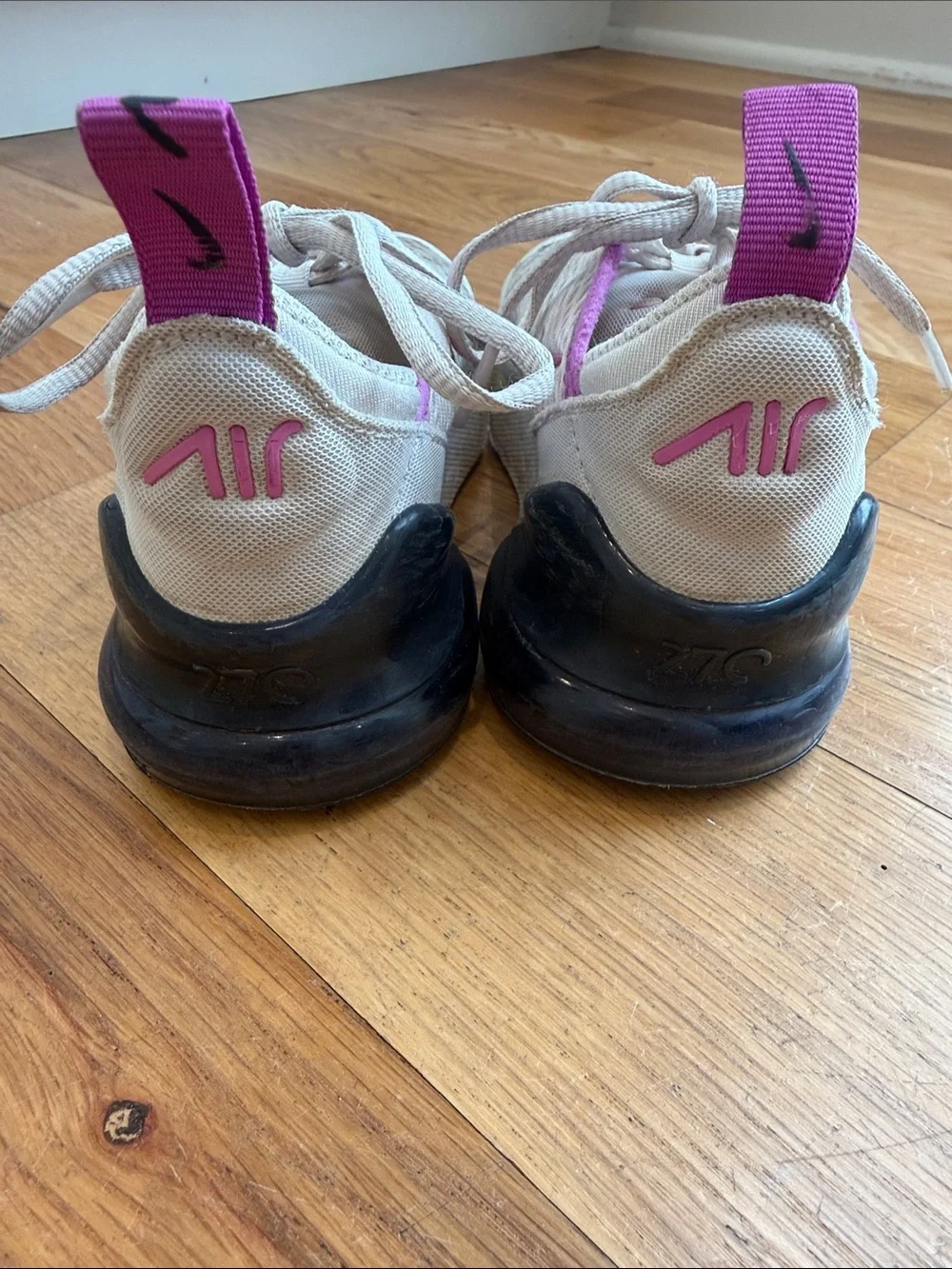 Nike Kid’s Light Gray and Purple Air 270 Sneakers